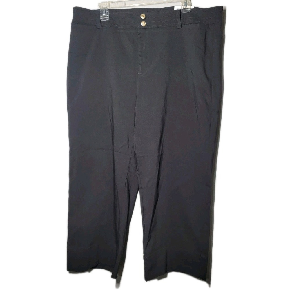 NWT Chicos  sz 3/US 16 Black Sateen Stretch Capri Crop Flex Waist Straight Leg